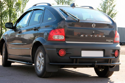 Задняя защита AK005-2 Черный (нерж. сталь) для SsangYong Action 2005-2018 гг