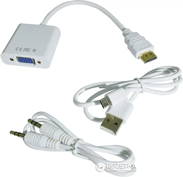 Адаптер STLab HDMI male (PC/laptop) – VGA F(Monitor) для подкл. PS3/PS4, аудио и кабель USB в компл. (U-990 білий)