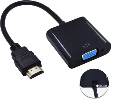 Адаптер STLab HDMI male – VGA F эмулятор монитора, без доп. кабелей, черный (U-990 Pro BTC)