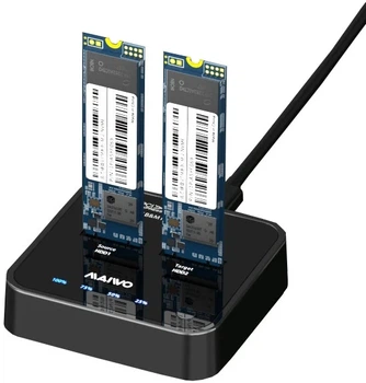 Док-станция Maiwo клонир. для 2*NVMe M.2 SSD Key M/B+M через USB 3.1 Gen2 Type-C безвинт.крепл. плас (K3016P)