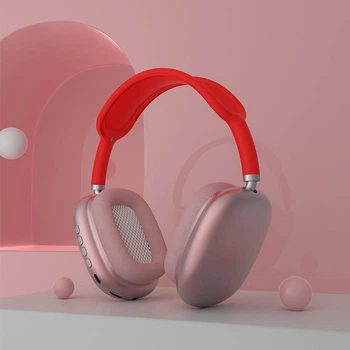Беспроводные наушники Macaron P9 Max Bluetooth с микрофоном красные