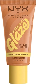 Тональна основа-тінт для обличчя NYX Professional Makeup Buttermelt Glaze Spf 30 03 Cashew Butta 30 мл (800897266776)
