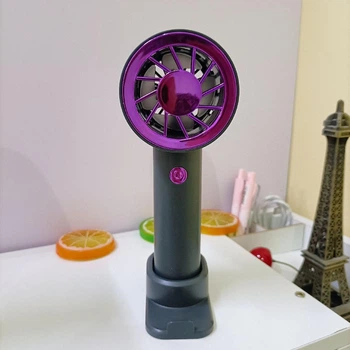 Портативный ручной вентилятор аккумуляторный Portable Fan с подставкой для телефона Черно-фиолетовый (1011151-Other-2)