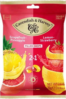 Цукерки Cavendish & Harvey з фруктовою начинкою Грейпфрут-ананас та Лимон-полуниця 75 г (4037719061868)