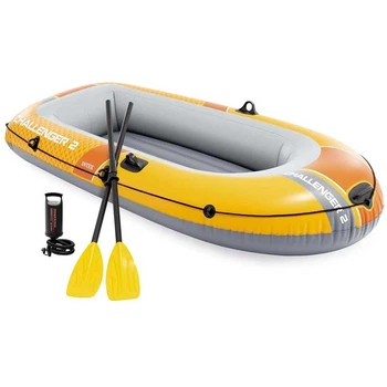Двухместная надувная лодка Intex 66312 (236 х 114 х 41 см) Challenger 2 Set + Пластиковые весла и ручной насос