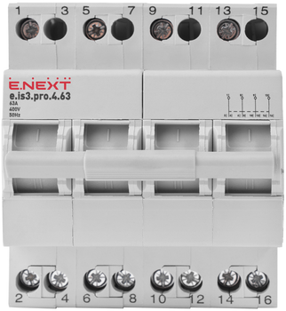 Перемикач DIN I-0-II 4-полюсний E.Next e.is3.pro.4.63 63А p008016