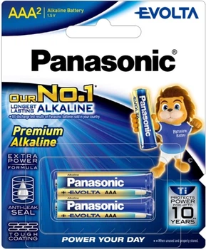 Батарейки Panasonic Evolta щелочные AAA блистер, 2 шт (LR03EG/2B)