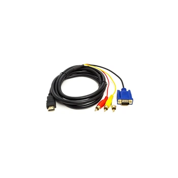 Кабель мультимедійний HDMI to VGA / 3*RCA 1.0m 1080p PowerPlant (CA912018)