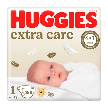 Підгузки Huggies Extra Care Розмір 1 (2-5 кг) M-Pack 168 шт (5029054234747/5029053549620)