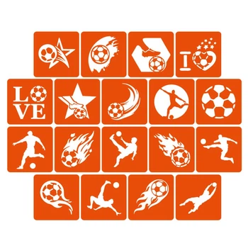 Набор трафаретов для био-тату "Футбол" football_5x5_18_1 18 шт, 5х5 см Fresh Tattoo football_5x5_18_1