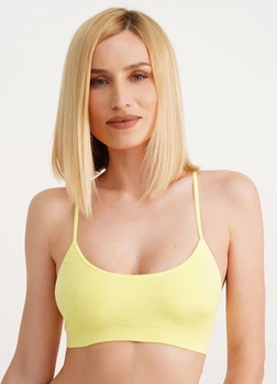 Безшовний топ в рубчик на тонких бретелях Giulia CAMI TOP RIB S/M Yellow-charlock
