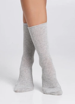 Шкарпетки жіночі класичні в рубчик Giulia WS4 RIB MELANGE 36/40 Grey-silver melange