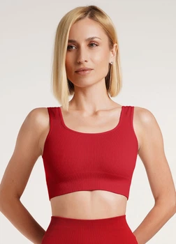 Безшовний топ в рубчик на широких бретелях Giulia TOP RIB S/M Bordo-winery