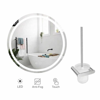 Зеркало круглое Lidz Aria AR1 R800 мм с LED-подсветкой, Touch, антизапотеванием, диммером + ершик (46214-1)