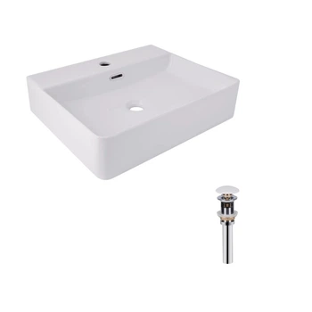 Комплект для ванной Qtap Nando LT 500x420 мм White с подвесной раковиной, донным клапаном PU02O и сифоном (47323)