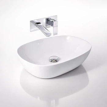 Комплект для ванной Qtap Aquarius 470x380 мм White с накладной раковиной, смесителем Gemini Chrome скрытого монтажа и донным клапаном (47295/45693)