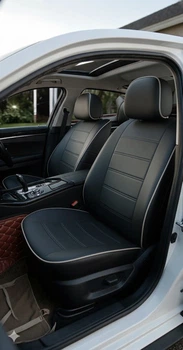 Авточехлы на Renault Grand Scenic III Auto Style экокожа черные+серый кант