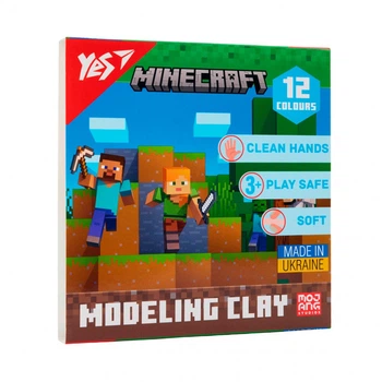Пластилін YES Minecraft 12 кольорів 240 г 540668 — м'який розвиваючий набір для дітей