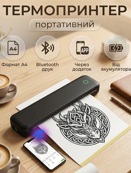 Портативный термопринтер формата А4 Max M15 Bluetooth приложение на смартфон + рулон бумаги А4