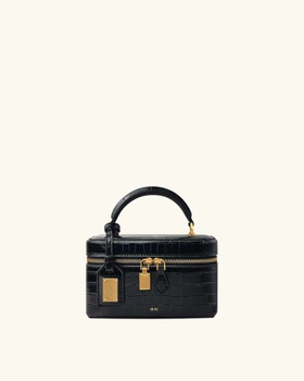 Жіноча сумка кросс-боді через плече JW PEI Cleo Box Shape Top Handle Bag Black croc (126863)