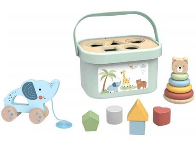 Развивающий бокс 3 в 1 сортер, каталка, пирамидка, Tooky Toy, TJ011