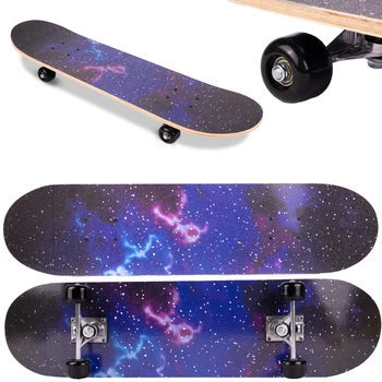 Deskorolka MalPlay Fiszka Pennyboard Świecące Koła LED z dwustronnym nadrukiem Galaxy (5901924241133)