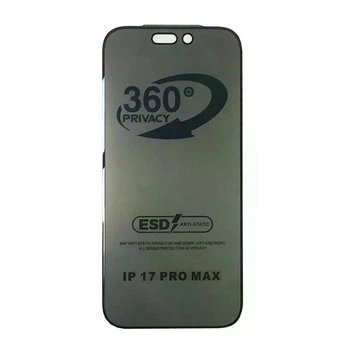 Защитное стекло Privacy Anti-static 360° для iPhone 17 Pro Max Black (антишпион, full screen)