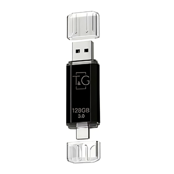 USB флешка 128GB USB 3.0 Type-C черный ABS пластик для хранения и переноса данных модель T&G 009