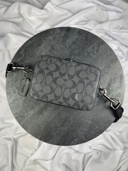 Сумка через плече Coach коач сірого кольору Crossbody Signature Leather Black