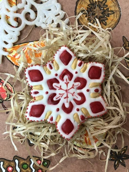 Пряник имбирный медовый с корицей рождественская Снежинка