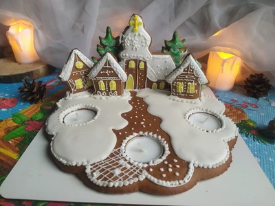 Пряники медовые композиция Зимний подсвечник