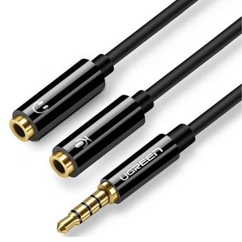 Аудіокабель UGREEN AV141 3.5mm Male to 2 Female Audio Cable ABS Case Black