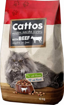 Сухой корм для взрослых кошек Cattos Complete с говядиной 10 кг.