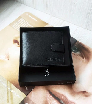 Кожаный мужской кошелек CK в коробке black ck12
