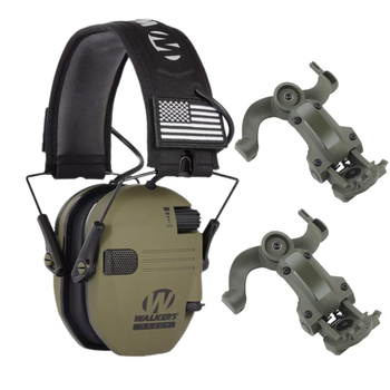 Навушники Walkers Razor Slim + кріплення чебурашки олива HDSYR_2500