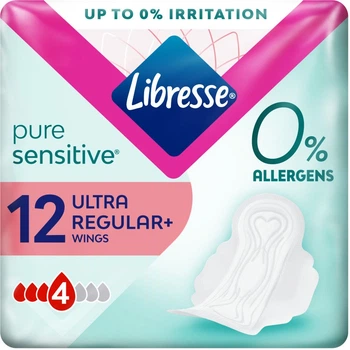 Прокладки гигиенические Libresse Pure Sensitive Ultra 4 капли 12 шт (7322541161747)