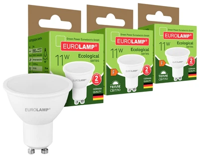 Светодиодная лампа EUROLAMP LED ECO "P" MR16 11W 990Lm GU10 3000K 3 шт
