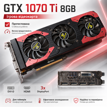 Видеокарта Manli GeForce GTX 1070 Ti 8GB GDDR5 256-bit / GTX 1070Ti / Игровая видеокарта - Б/У