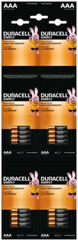 Батарейки алкаліновi Duracell Simply AAA 1.5V LR03 набір 4х4 шт (29931) (5000394130241)