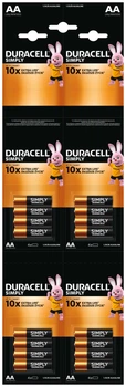 Батарейки алкаліновi Duracell Simply AA 1.5V LR06 набір 4х4 шт (29733) (5000394129825)