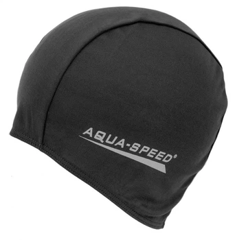 Шапка для плавания Aqua Speed черная полиэстеровая шапочка для защиты волос унисекс для пловцов