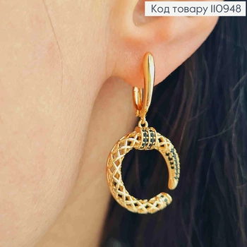 Серьги с ажурной подвеской с черными камешками, длина 1,7+2см, английская застежка, XUPING 18K