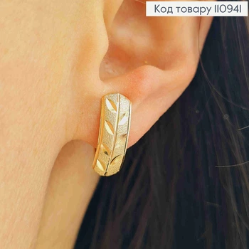 Серьги с напылением и резной веточкой, 1,7см, застежка шпилька, Xuping 18К