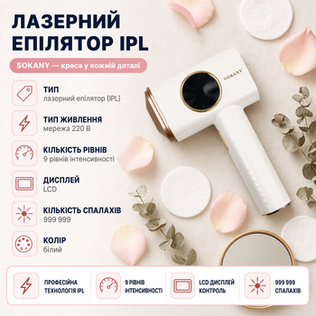 Лазерний фотоепілятор для тіла SK-17028 + 2 насадки, 9 режимів