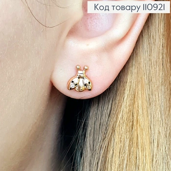 Сережки гвіздки "Бедрик" з Блискучими камінцями, 0,9см, Xuping 18К