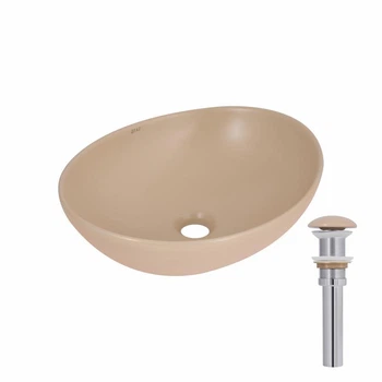Раковина накладная Qtap Dove с донным клапаном, овальная, бежевая керамика (SD00055908)