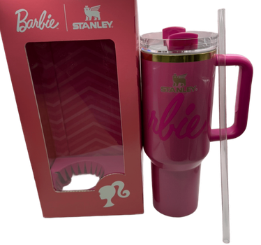 Термос термокружка Stanley Quencher H2.0 Tumbler из нержавеющей стали Barbie Hot Pink Gold 1,18 л KT7001982