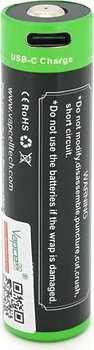 Аккумулятор 18650 Li-Ion Vapcell P1838A, 3800mAh, 10A, 3.6V (2.5-4.2V), USB Type-C (YT43610)