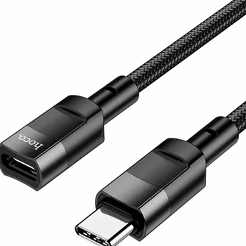 Кабель переходник Type-C папа на Type-C мама 1,2м 3А для зарядки и передачи данных HOCO U107 черный
