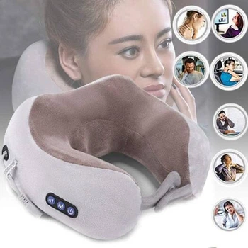 Массажер подушка для шеи U-shaped pillow, ортопедическая подушка для шеи и плеч с эффектом памяти
